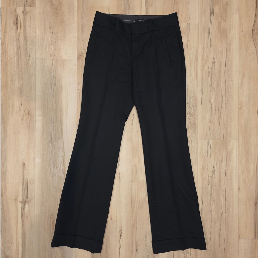 Banana Republic Martin Fit Black Stretch Wide Leg Cuffed Dress Pants Size 2